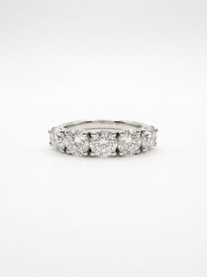 2ct Round Brilliant Natural Diamond Platinum Five Stone Ring RWP4415