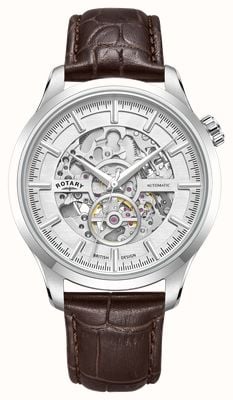 Rotary Skeleton Automatic (42mm) Silver Dial / Brown Leather Strap GS02945/06