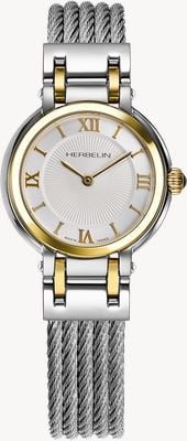 Herbelin Galet Quartz (28mm) White Dial / Stainless Steel Cable Bracelet 17430BCT28