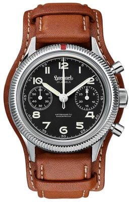 Hanhart 417 ES 1954 (39mm) Black Dial / Light Brown Leather Strap - M H701.210-7210