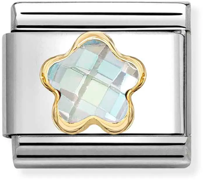 Nomination Classic White Cubic Zirconia Flower 18ct Gold Charm 030615/010