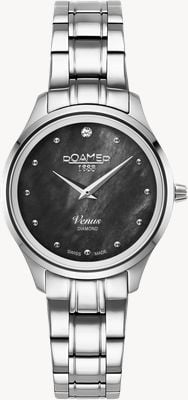 Roamer Venus Diamond (30mm) Black Mother-of-Pearl Dial / Stainless Steel Bracelet 601857 41 80 20