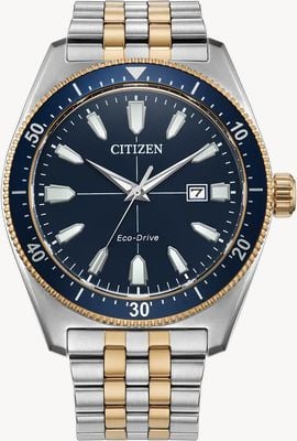 Citizen Eco-Drive Sport (43mm) Navy Blue Dial / Two-Tone Stainless Steel Bracelet AW1914-55L