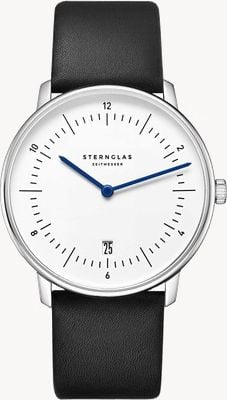STERNGLAS Naos Quartz (38mm) White Dial / Premium Black Leather Strap S01-NA44-PR07