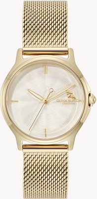 Olivia Burton Classic Bee (29.8mm) Cream Dial / Gold PVD Stainless Steel Mesh Bracelet 24000341