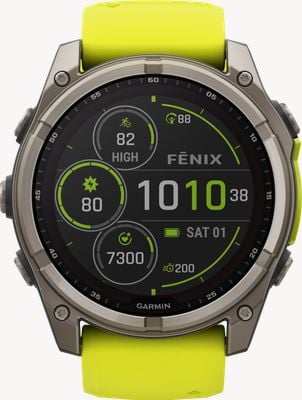 Garmin Fenix 8 51mm SOLAR Sapphire Premium Multisport GPS Smartwatch Titanium with Amp Yellow 010-02907-21