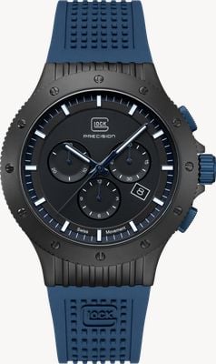 GLOCK Precision Limited Edition Titanium Chronograph (44mm) Black Dial / Blue Silicone Strap + Steel Mesh Bracelet GW-27-2-24