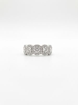 1.55ct Round Brilliant Natural Diamond Platinum Halo Five Stone Ring E94044