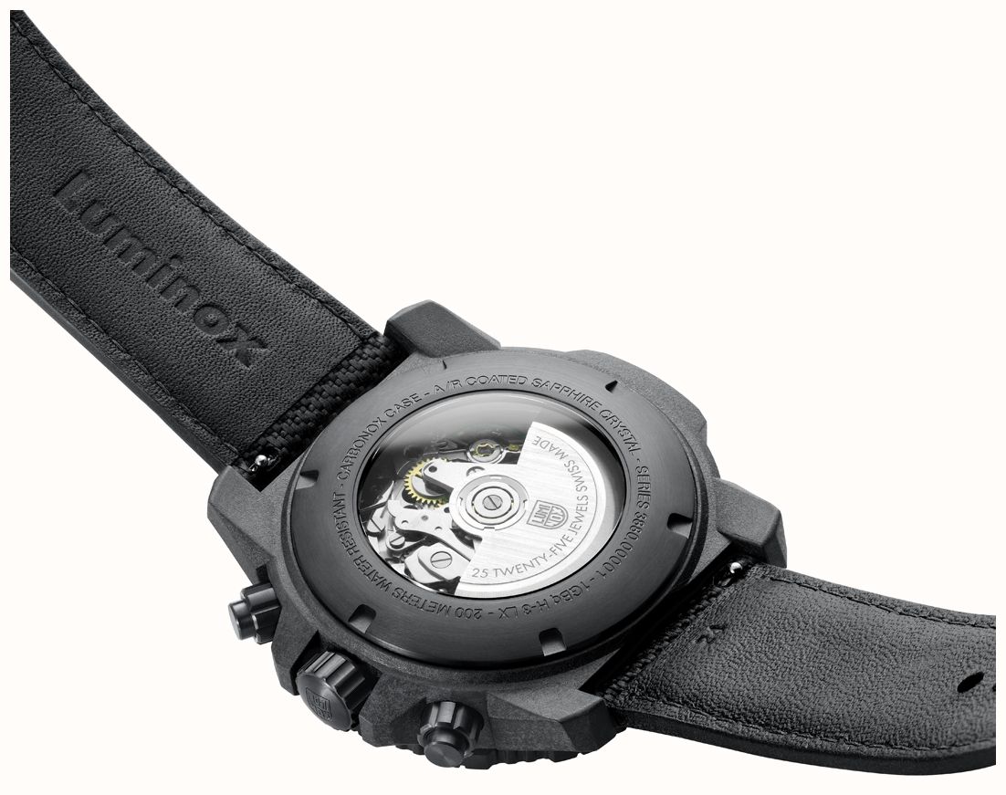 Luminox Master Carbon SEAL Auto Chrono 3880 Series (45mm) Black Dial / Black Technical Matrix Leather Strap Watch XS.3881 - alternate view 4
