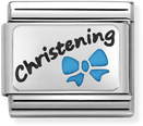 Nomination Classic OXIDIZED PLATES In Steel Enamel And 925 Silver Light Blue Christening Charm 330208/18