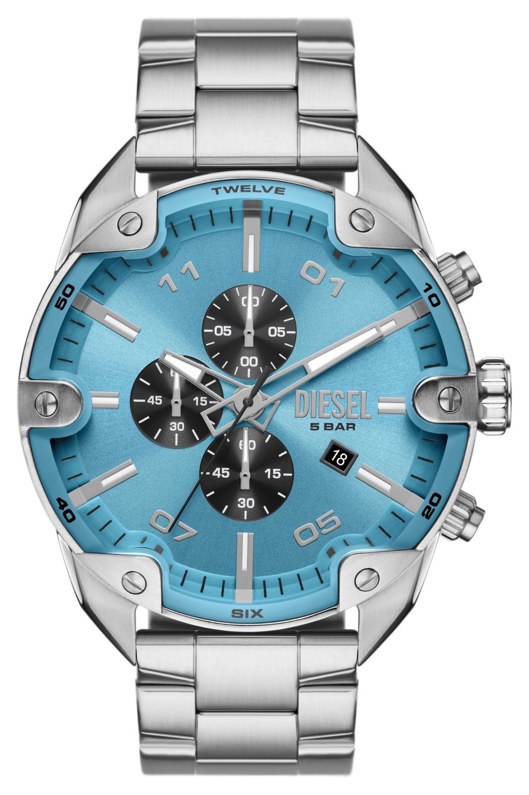 Diesel DZ4655 Men's Spiked (49mm) Blue Chronograph Dial / Watch