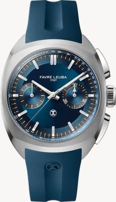 Favre Leuba Chief Chronograph Automatic (41mm) Blue Sunray Dial / Blue Rubber Strap 00.20101.113.02.302