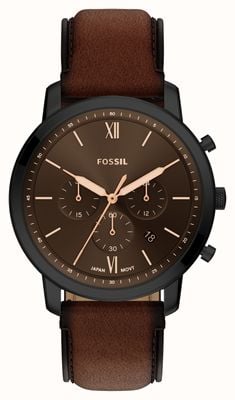 Fossil Neutra Chronograph (44mm) Black Dial / Brown Leather Strap FS6163