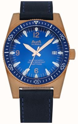 Alsta Nautoscaph V Bronze Anacapri Automatic (40mm) Blue Dial / Blue Leather NAUTOSCAPH V ANACAPRI