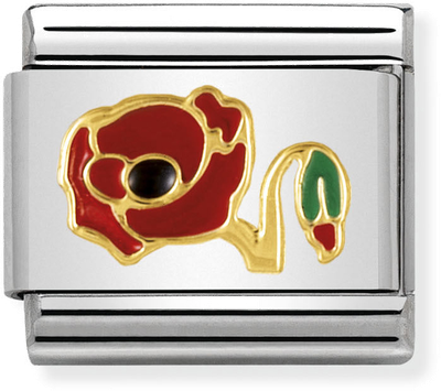 Nomination Composable Classic NATURA In Stainless Steel With Enamel And 18k Gold Poppy 030278/11