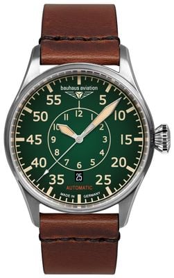 Bauhaus Aviation Flight Control Automatic (42mm) Dark Green Dial / Brown Leather Strap 2756-4