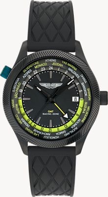 Aston Martin GRZ Icon Quartz Racing Zone GMT (41mm) Black Dial / Black Silicone Strap MTIZ1F501