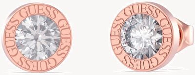 Guess Rose Gold Plated 10mm Clear Crystal Stud Earrings UBE02231RH