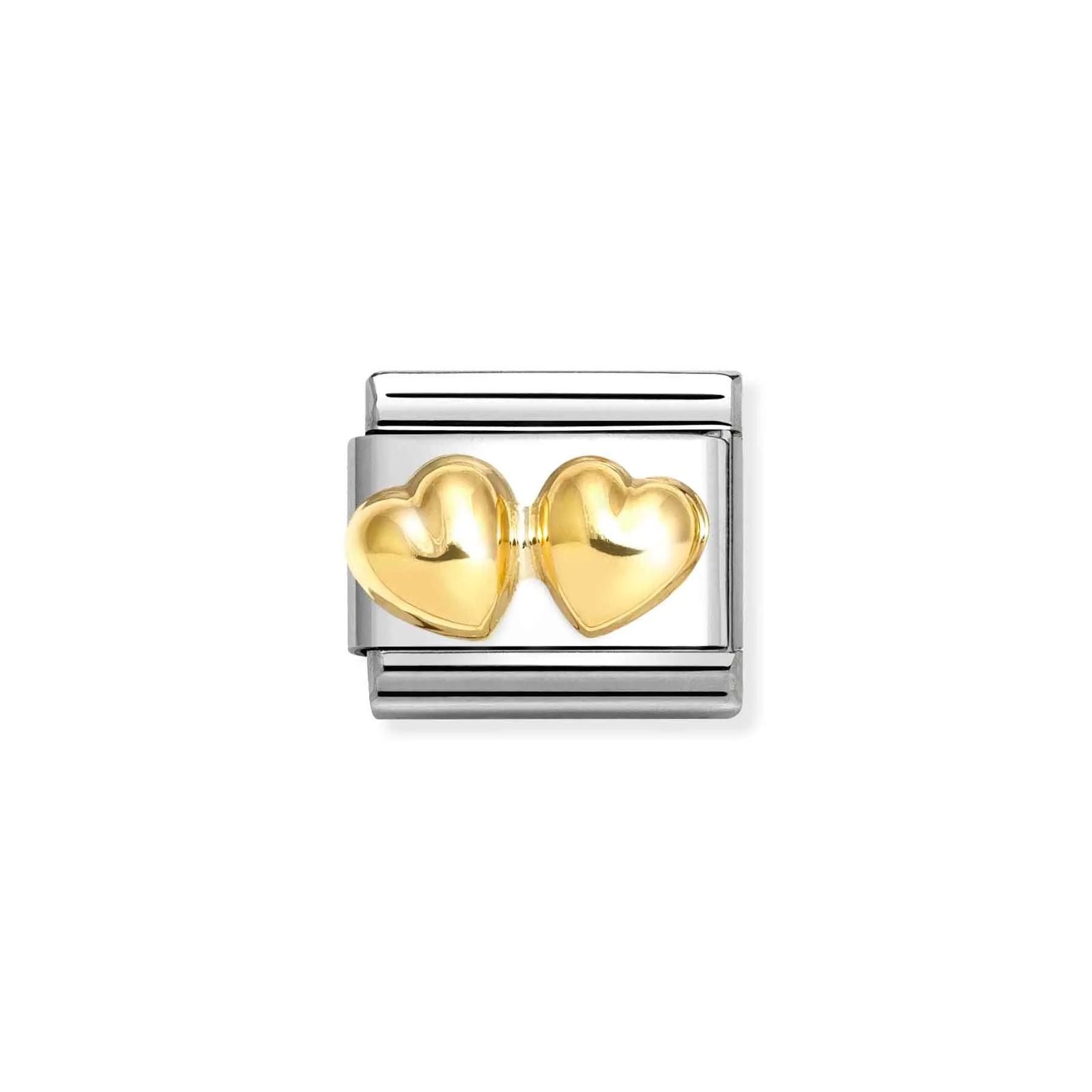 Nomination 030116/23 Classic Raised Double Heart 18ct Gold Jewellery