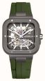 Herbelin Cap Camarat Square Titanium Automatic (40.5mm) Skeleton Dial / Khaki Green FKM Rubber Strap Watch 1846SQTDCK