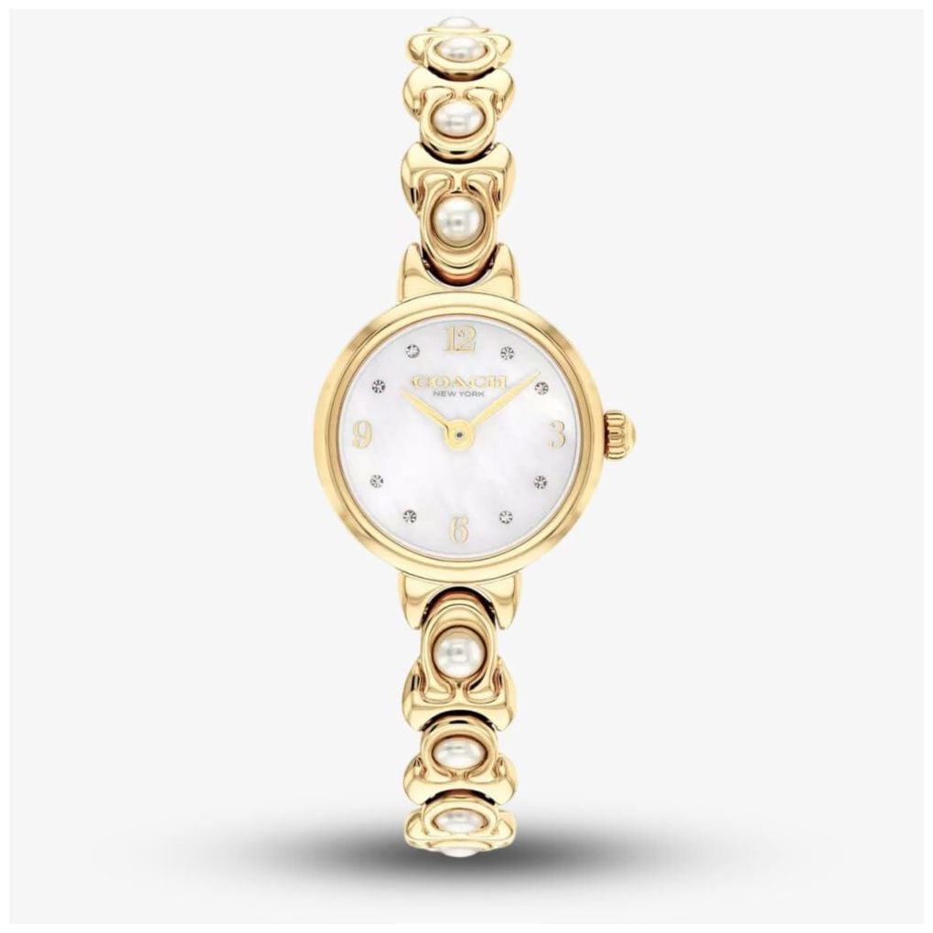 Coach 14504699 Ladies Iris Mother of Pearl Dial Golden Pearl Watch