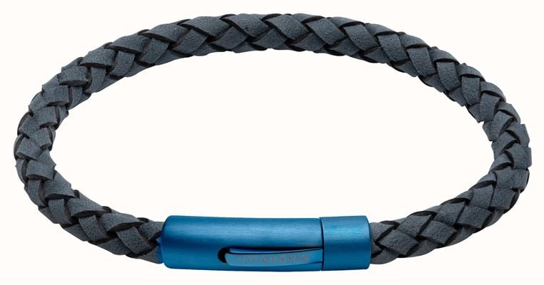 Unique & Co Blue Leather |  Matte Blue IP Clasp | Bracelet B439AB/21CM