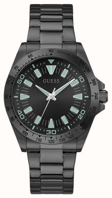 Guess NEO Three-Hand Quartz (42mm) Black Sunray Dial / Black PVD Stainless Steel Bracelet GW1064G3