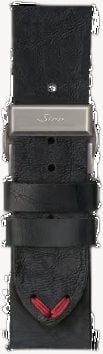 Sinn Black vintage-look cowhide leather strap with Bead-blasted stainless steel butterfly folding clasp BL5020-5003-400A_SLS185102B_20_18