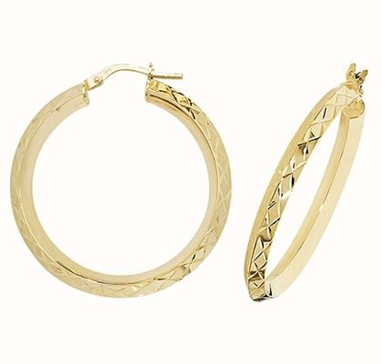 James Moore TH 9k Yellow Gold Hinged Hoop Earrings 25 mm ER1018-25