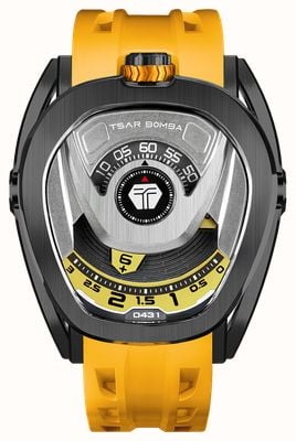 TSAR BOMBA Reactor Series Automatic (44mm) Silver & Yellow Dial / Yellow FKM Rubber Strap TB8213A-05