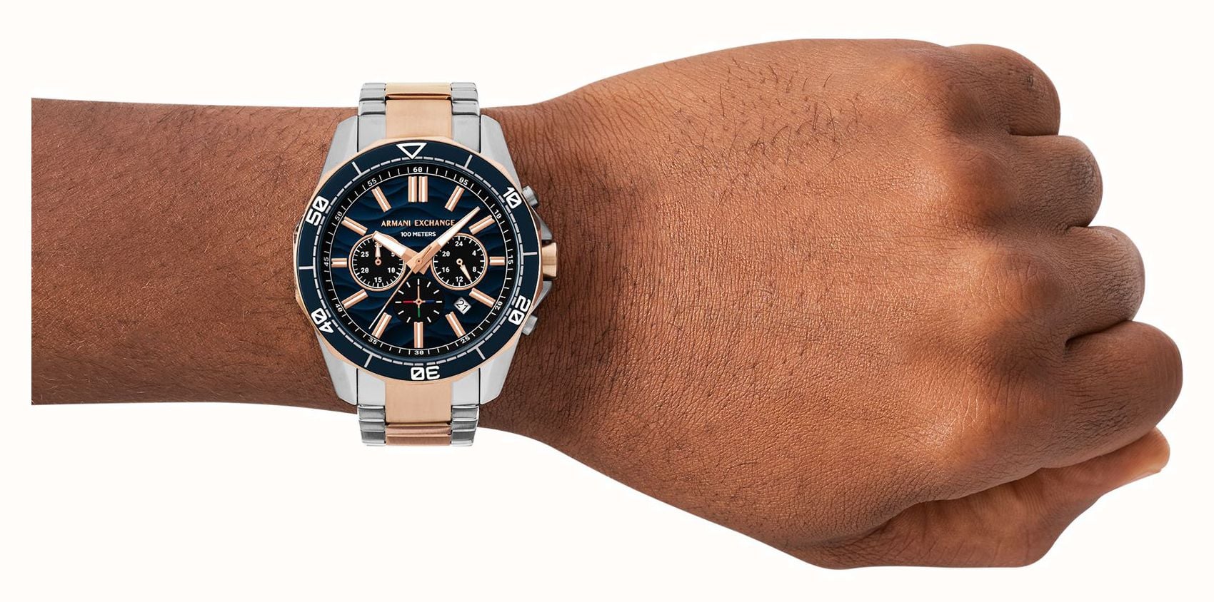 Armani Exchange Men's Quartz Chronograph (44mm) Textured Blue Dial ...