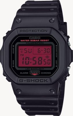 Casio G-Shock 5600 Series (42.8mm) Red Digital Dial / Black Bio-Based Resin Strap DW-5600BBR-1ER
