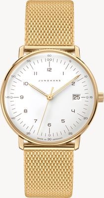 Junghans max bill Damen (32.7mm) White Dial / Gold PVD Milanese Bracelet 47/7452.46