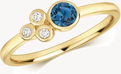 Treasure House 9ct Yellow Gold Dia.06ct London Blue Topaz.30ct Ring Size N RD494LB/N