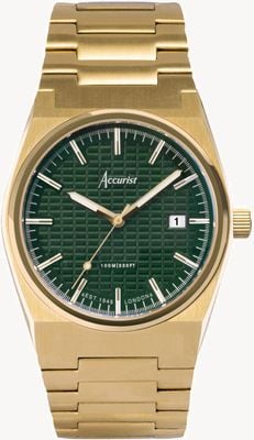 Accurist Men's Origin (41mm) Textured Green Dial / Gold Ion-Plated Stainless Steel Bracelet 70009
