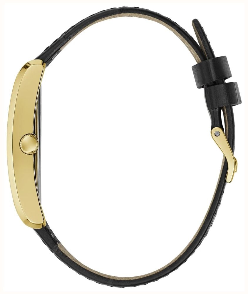 Guess Hugh Champagne Sunray Dial Black Leather Strap GW1152G2 - alternate view 2