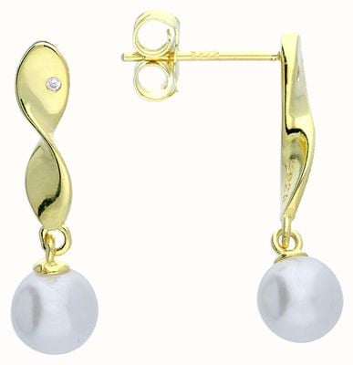 James Moore CME Sterling Silver Gold-Plated Twisted Pearl Drop Earrings H7205/Y