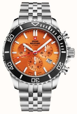 Swiss Military by Chrono Sports Chronograph (43mm) Orange Sunray Dial / Stainless Steel Bracelet Watch SM34103.05