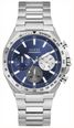 Guess Men's Blake Blue Sunray Dial Silver-Tone Stainless Steel Bracelet GW1122G1