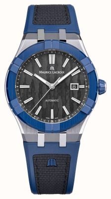 Maurice Lacroix Aikonic Automatic (43mm) Black Carbon Dial / Blue & Black Bi-Rubber Strap AC6008-SSL40-330-4