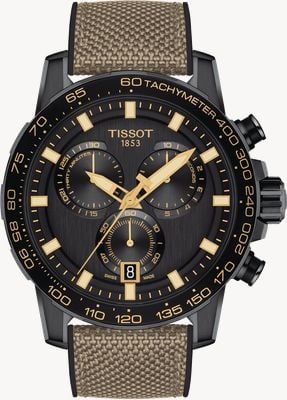 Tissot Men's Supersports Chrono | Black Dial | Beige Strap T1256173705101