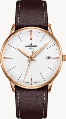 Junghans Meister MEGA (38.4mm) Silver-Plated Dial / Dark Brown Leather Strap 58/7500.02