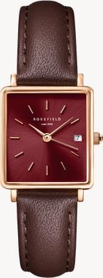 Rosefield Boxy XS (22mm) Burgundy Dial / Dark Brown Leather Strap QBBLR-Q56