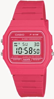 Casio Vintage F-91W (35.2mm) Digital Dial / Pink Resin F-91WC-4AEF