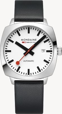 Mondaine Cushion Automatic (39mm) White Dial / Black Vegan Grape Leather Strap MSL.3961B.LBV