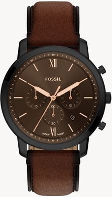 Fossil Neutra Chronograph (44mm) Black Dial / Brown Leather Strap FS6163