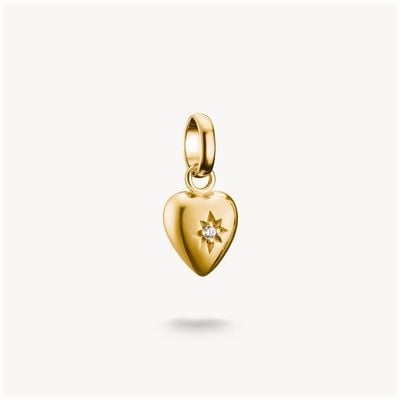 Thomas Sabo Gold-Plated Heart with White Stone Star Charm Pendant Connect CC1234-414-14