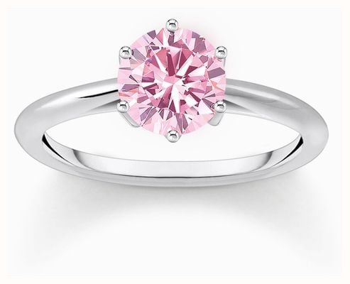 Thomas Sabo Brilliant Cut Pink Zirconia Sterling Silver Ring Size 54 TR2474-051-9-54