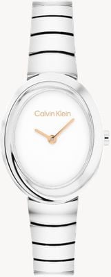 Calvin Klein TWISTED BEZEL Two-Hand Quartz (24mm) White Dial / Stainless Steel Bracelet 25100149