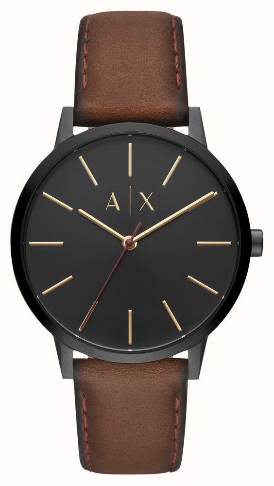 Armani Exchange Men's Black Dial Brown Leather Strap AX2706 First